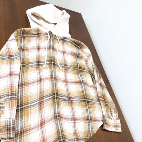 American Eagle Plaid Button Down Hoodie Size M - Picture 2 of 16